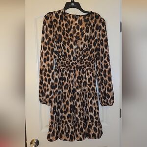 SHEIN Animal Print Long Sleeve Dress
